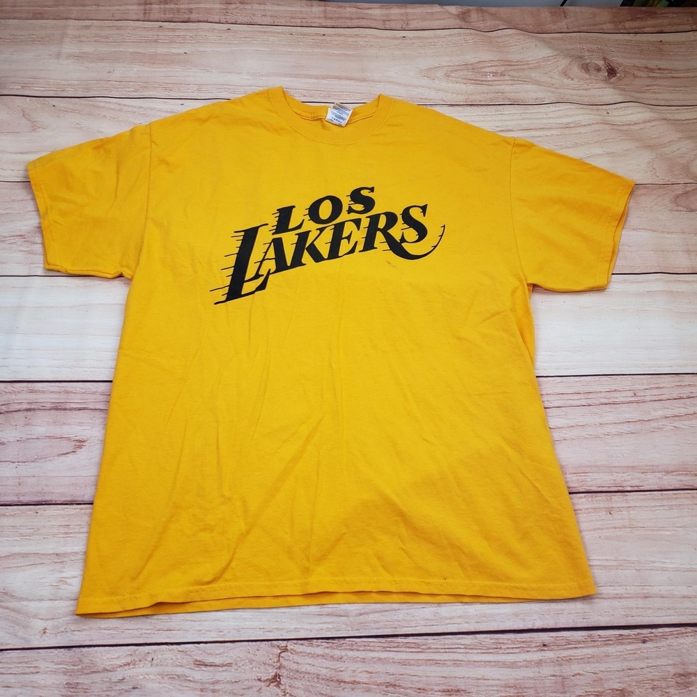 Los Angeles Lakers Shirt Mens Extra Large Yellow‎ Black NBA Basketball Tee XL